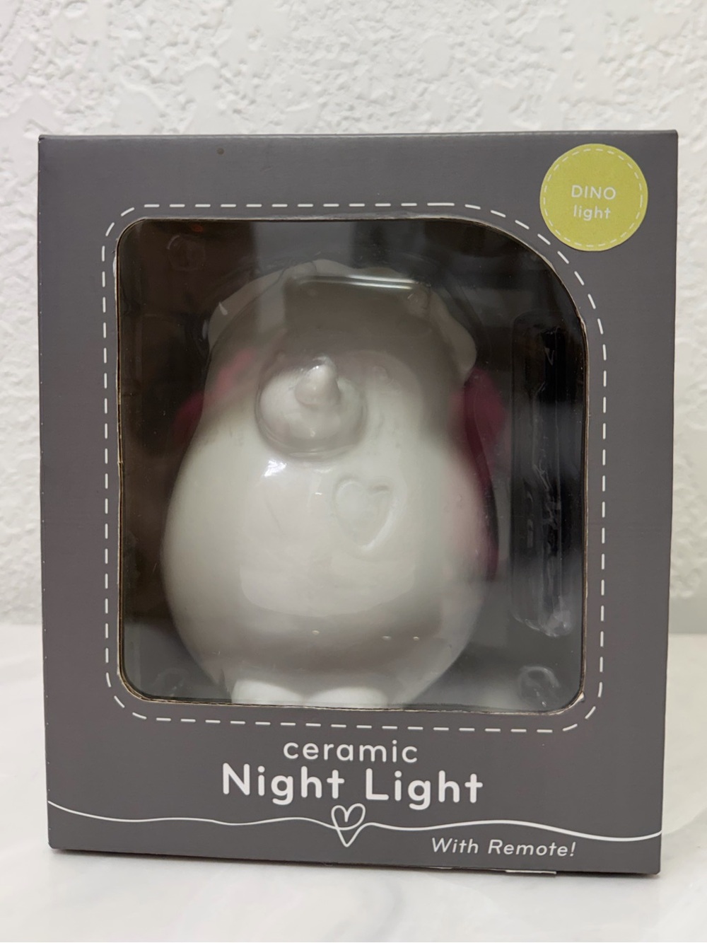 Ceramic White Dino Night Light with Remote